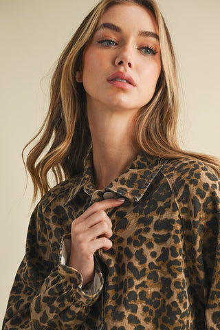 cheetah button-up denim dress