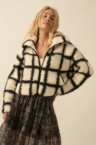 black&white sherpa coat