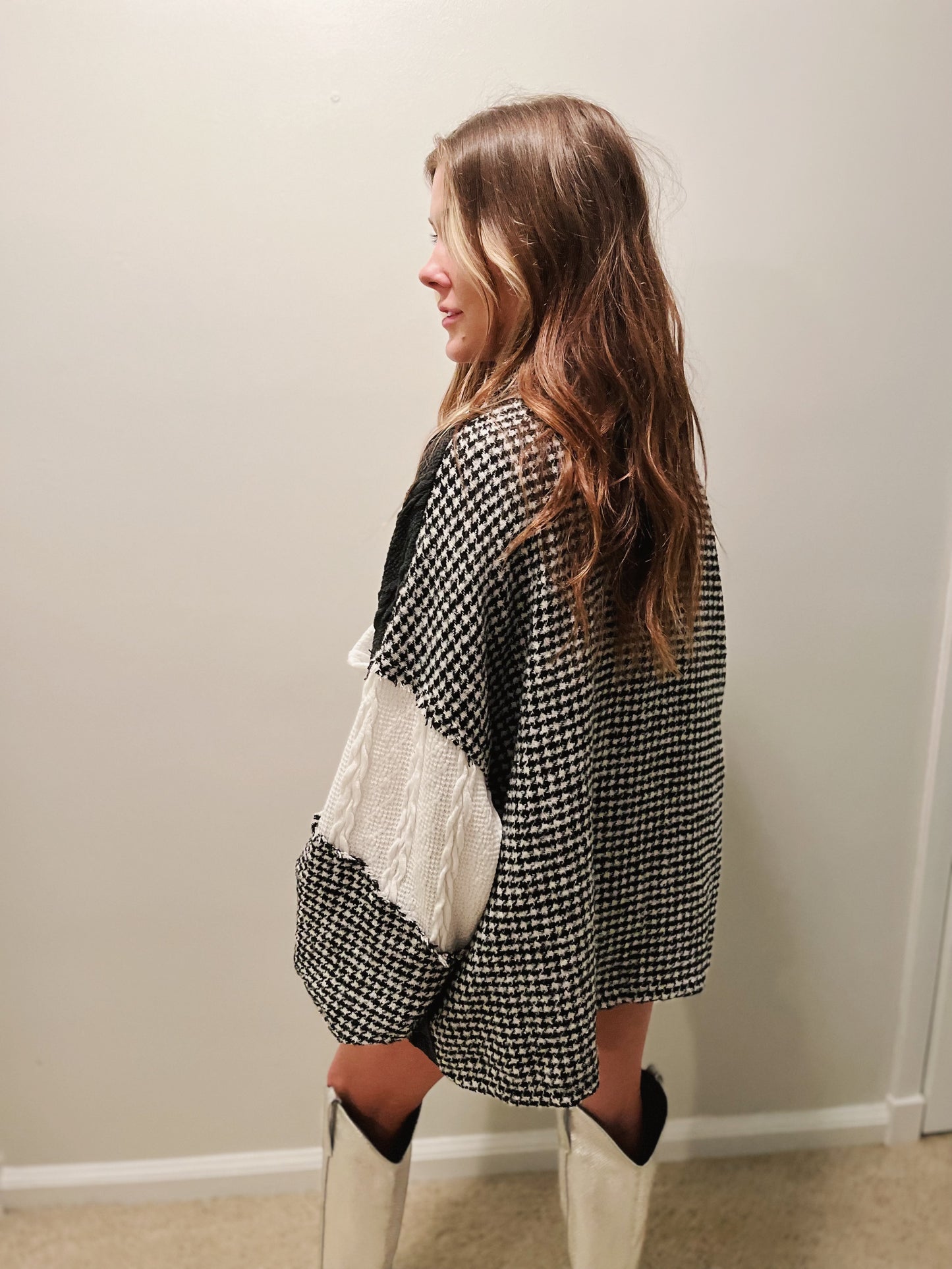 b&w houndstooth shacket