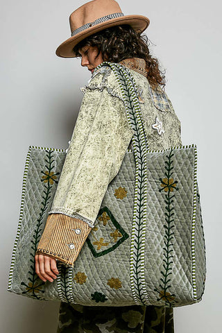 sage green oversized tote