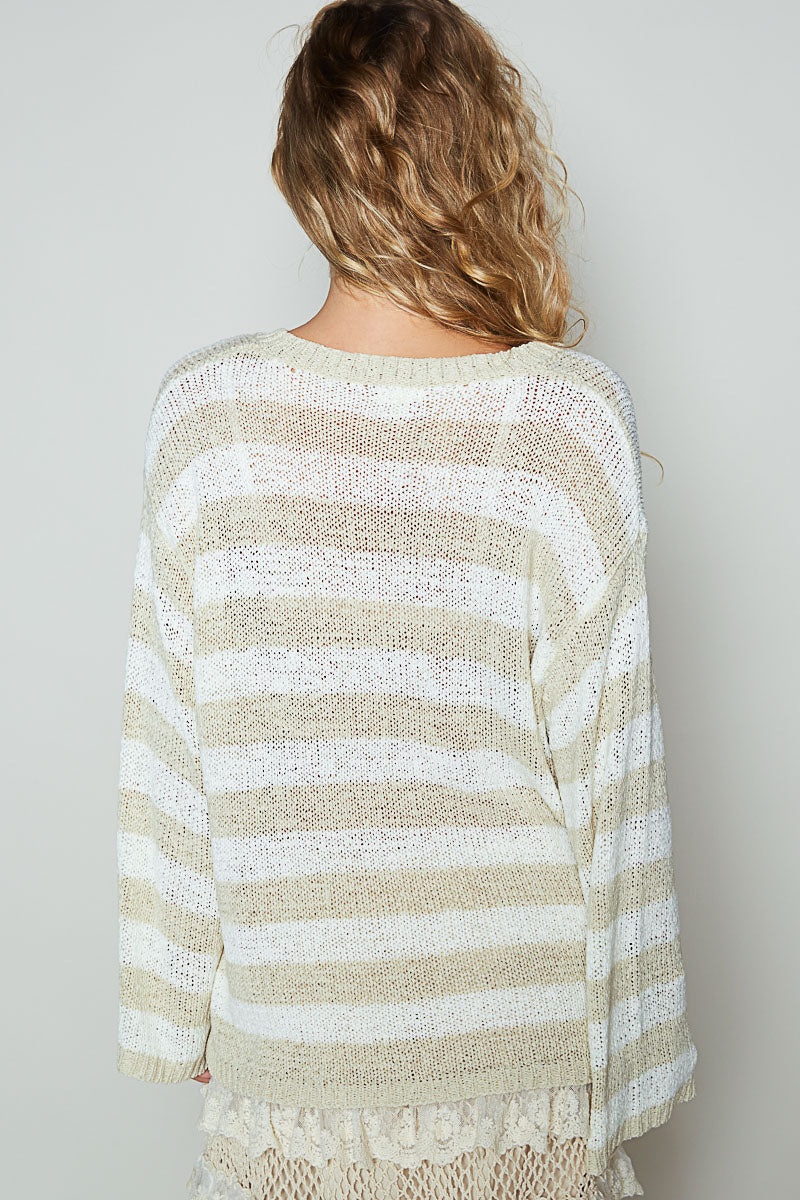 sand striped sweater