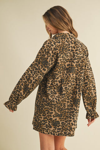 cheetah button-up denim dress