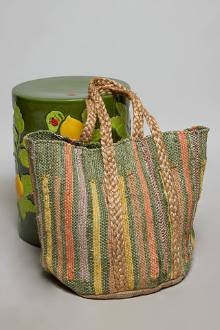 olive handwoven tote