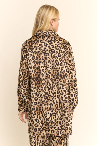 silky cheetah set with pleated pants