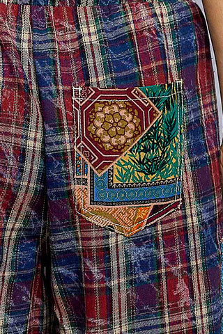 cranberry plaid boho pants