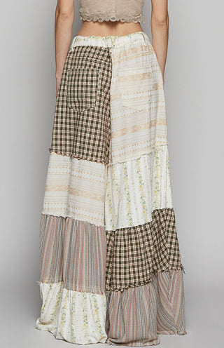 patchwork paneled wide-leg pants