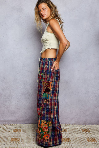 cranberry plaid boho pants