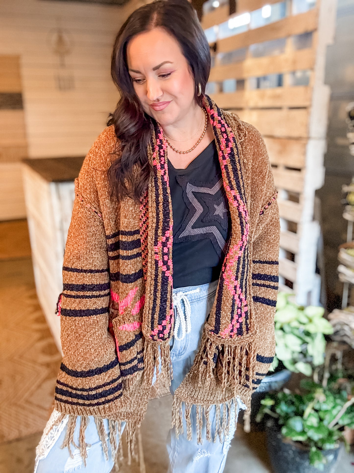 mocha chenille cardigan