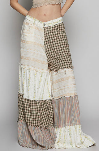 patchwork paneled wide-leg pants
