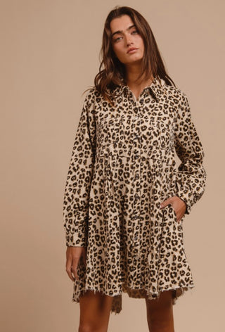 oatmeal cheetah denim dress