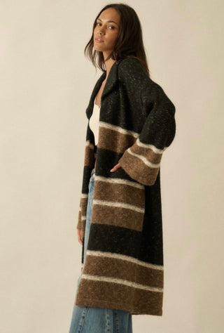 colorblock collared cardi