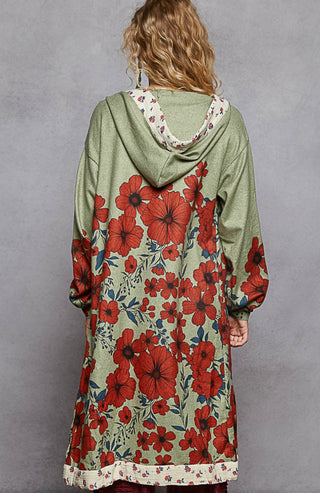 olive floral kimono