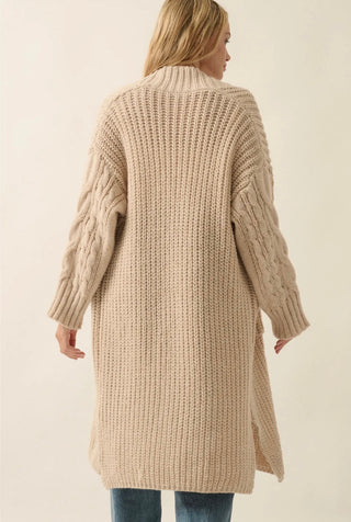 oatmeal cable knit cardi