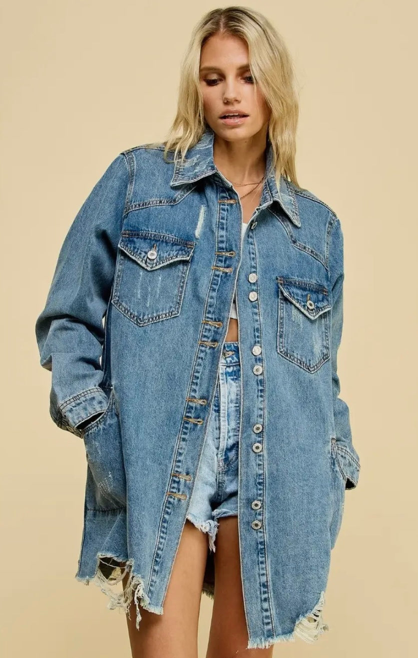 distressed denim western jacket