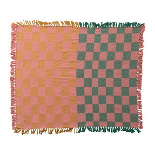 melon + mustard + emerald throw