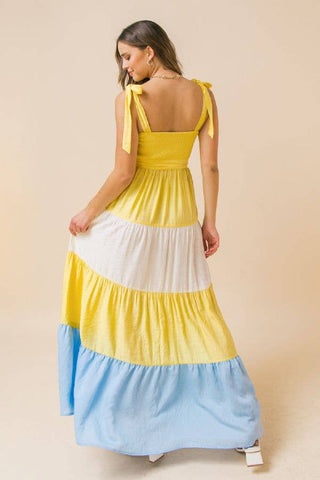 color block maxi dress