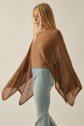 mocha cropped knit poncho
