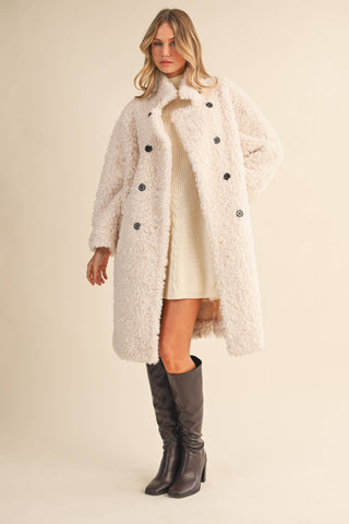 winter white faux fur coat