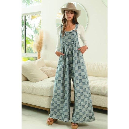 washed vintage wide-leg overalls