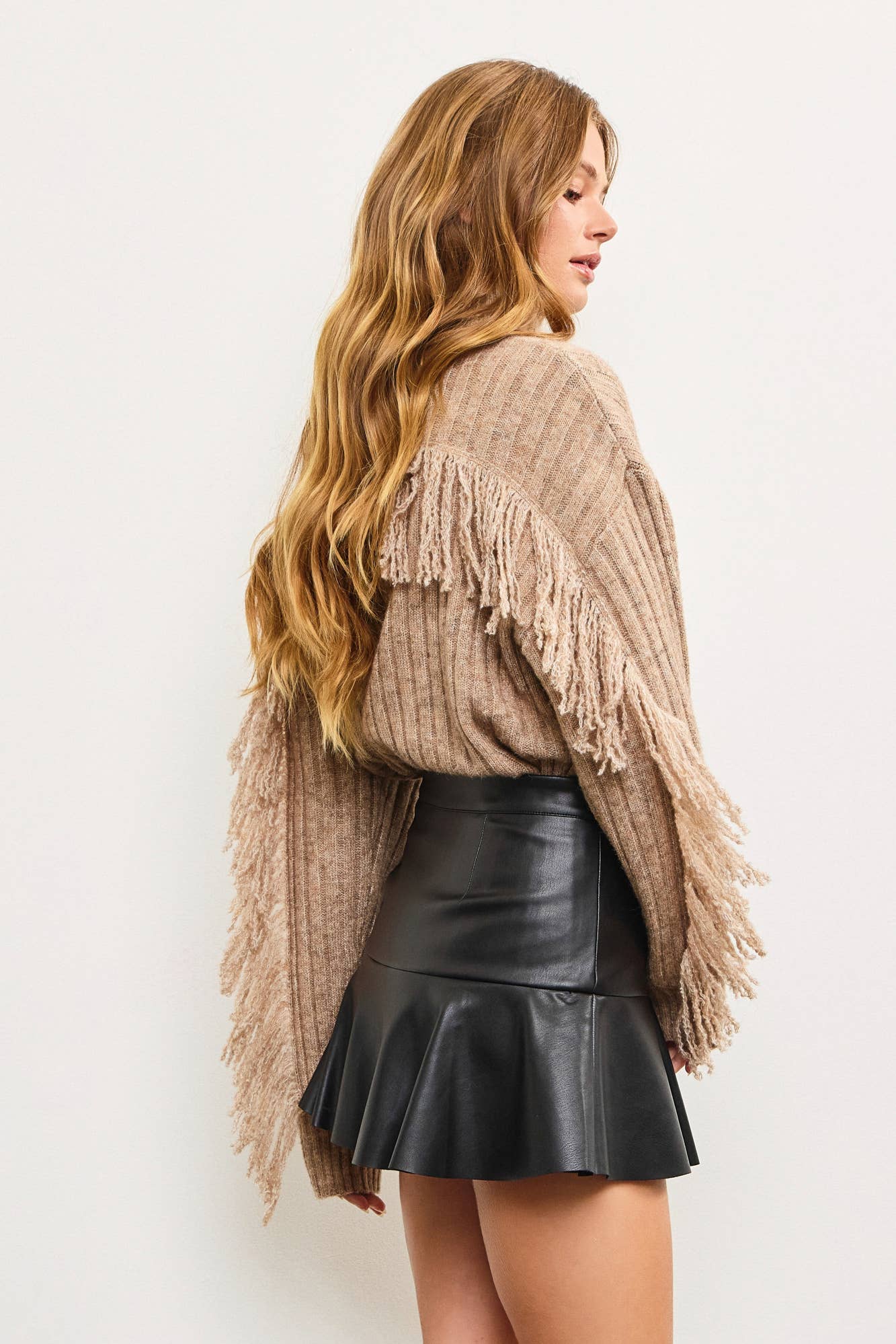 mocha shaggy turtleneck sweater