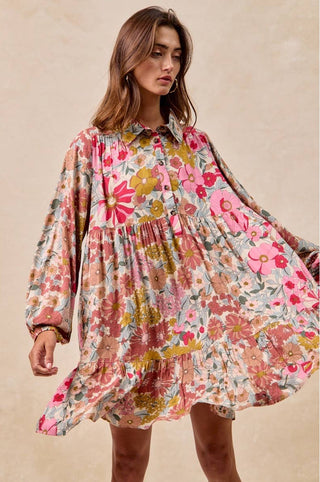 vintage-inspired floral tunic dress