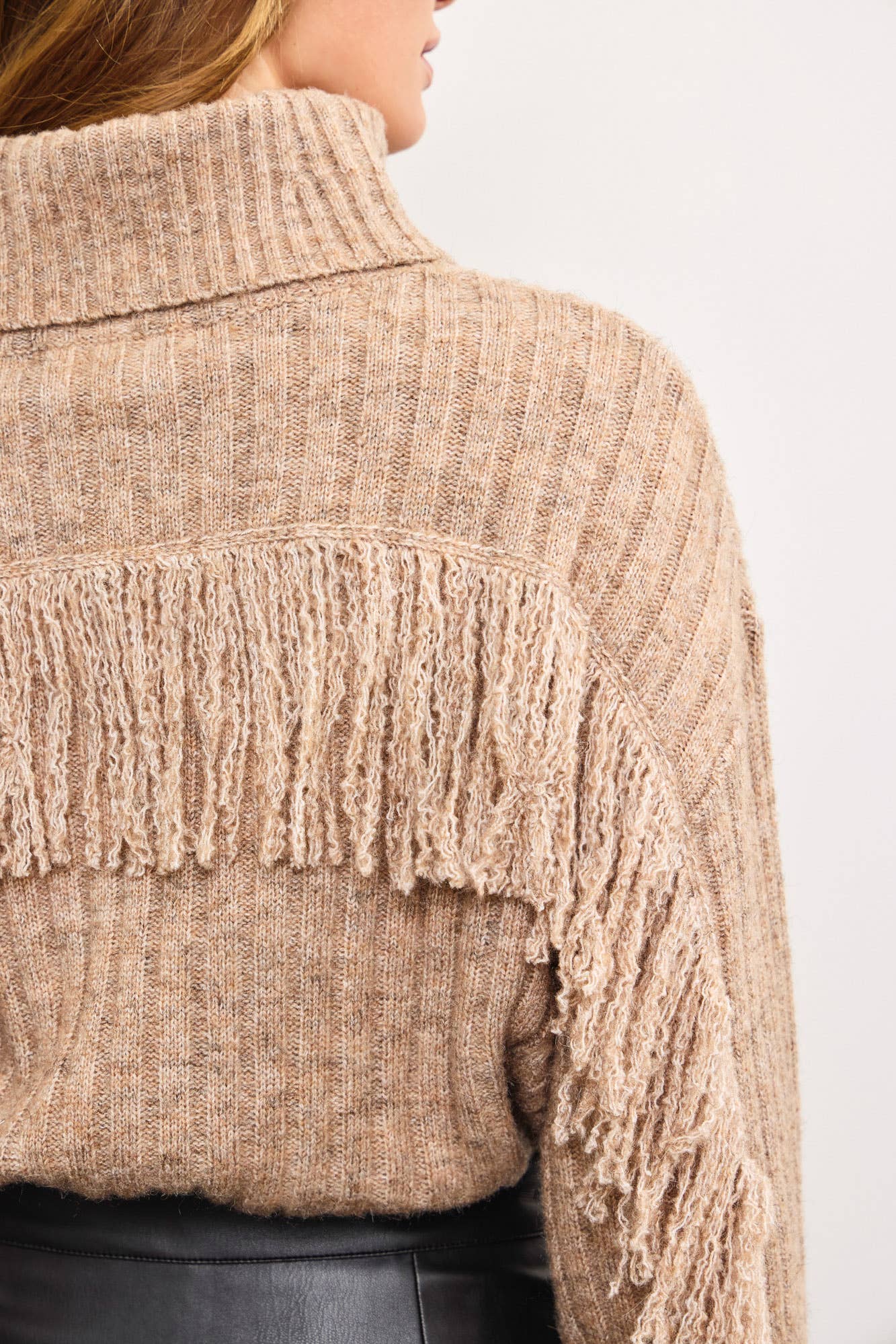 mocha shaggy turtleneck sweater