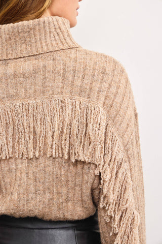 mocha shaggy turtleneck sweater
