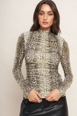 ruched snakeskin top