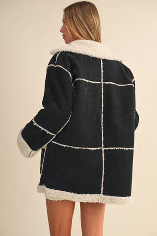 oversized suede + sherpa coat