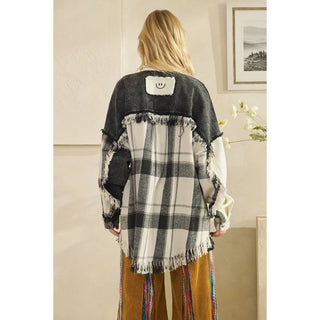 black&white flannel shacket
