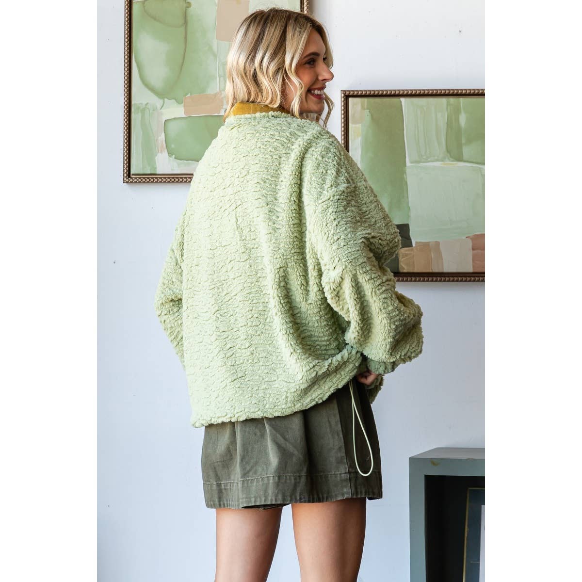 sage sherpa pullover