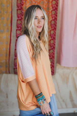 blush apricot boho top