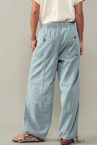 denim pinstripe cargos