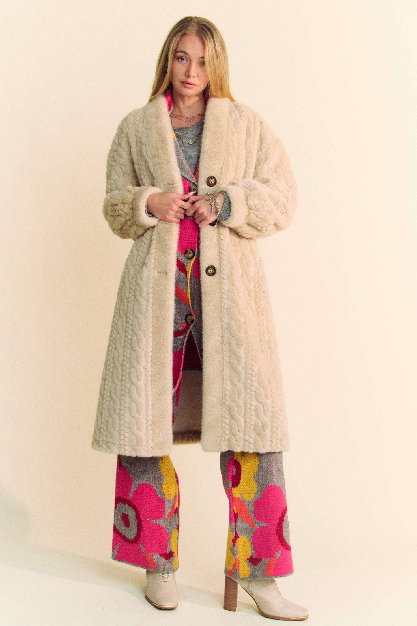 fuzzy fur long coat