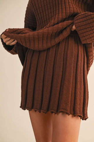 mahogany tunic + pleated skirt set