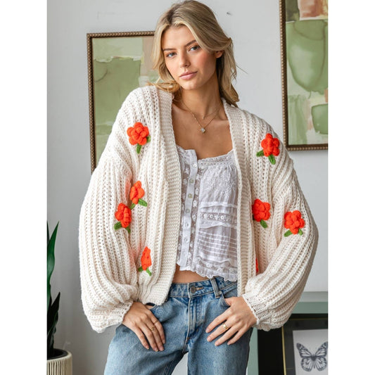 coral flower cardi