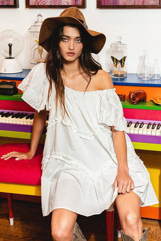 frill trim tiered babydoll dress
