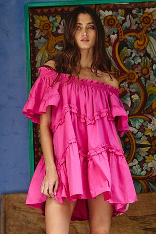 frill trim tiered babydoll dress