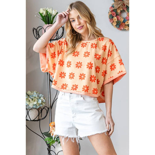 daisy cropped terry top