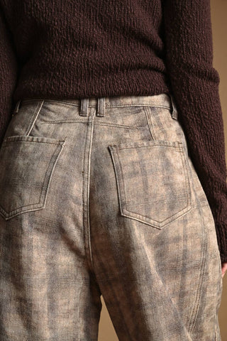 coffee plaid barrel pants