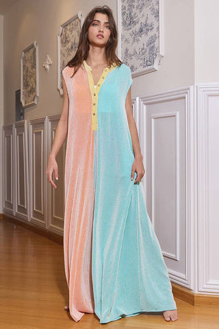 orange + aqua ribbed jumpsuit