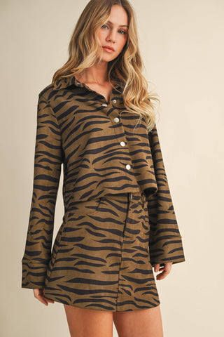 mocha zebra suede set