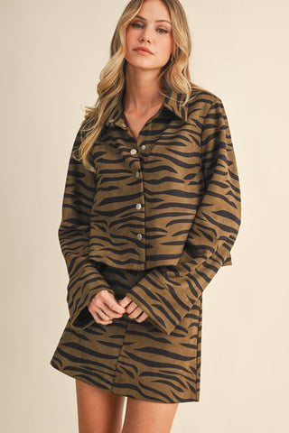 mocha zebra suede set