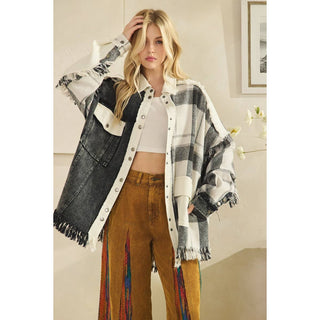 black&white flannel shacket