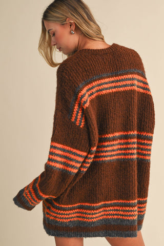rust + burnt orange sweater dress
