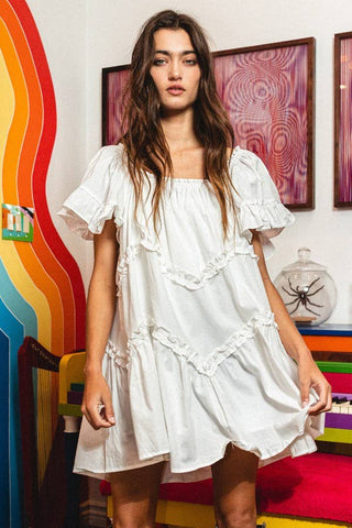 frill trim tiered babydoll dress