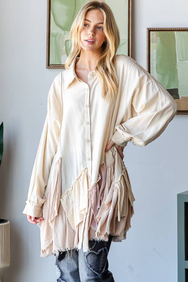 ruffle long sleeve shirt/dress