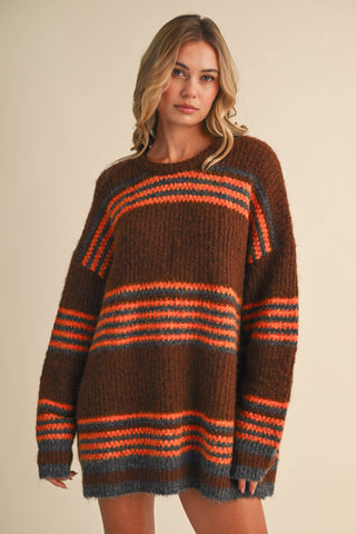 rust + burnt orange sweater dress