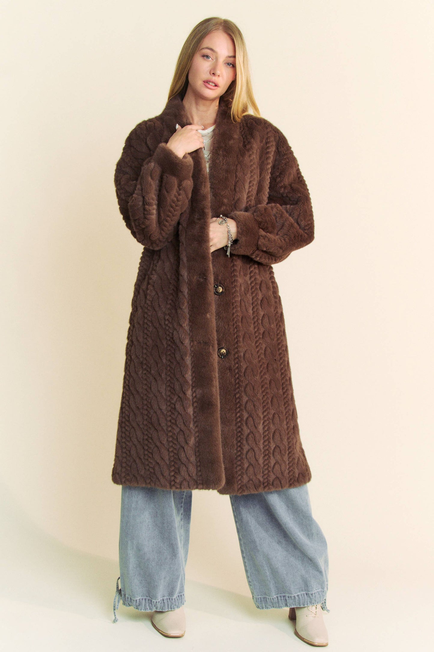 fuzzy fur long coat