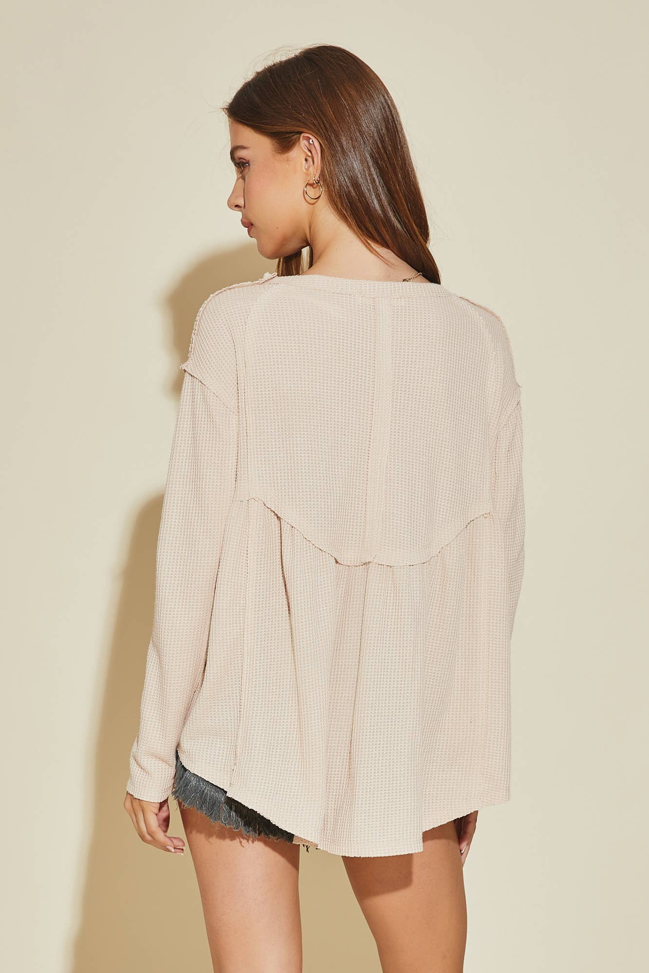 beige waffle knit blouse